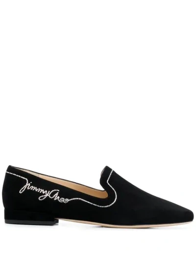 Shop Jimmy Choo Jaida Crystal-embellished Slippers In Black