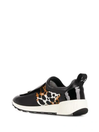 Sergio Rossi Leopard Print Running Sneakers In Black