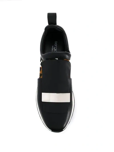 Sergio Rossi Leopard Print Running Sneakers In Black