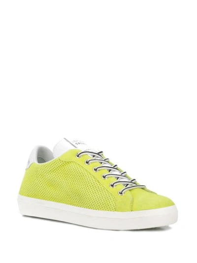 Shop Leather Crown Perforated Sneakers In Yellow