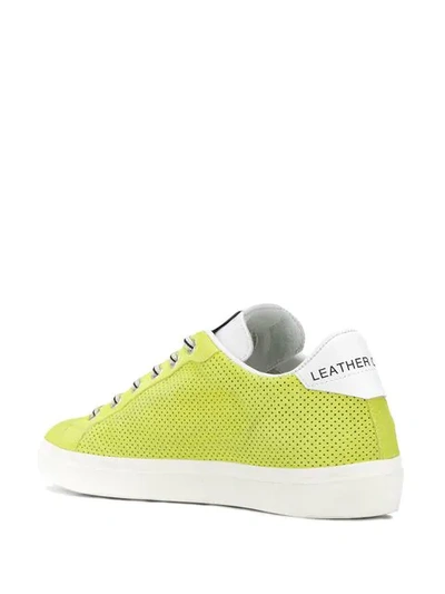 Shop Leather Crown Perforated Sneakers In Yellow