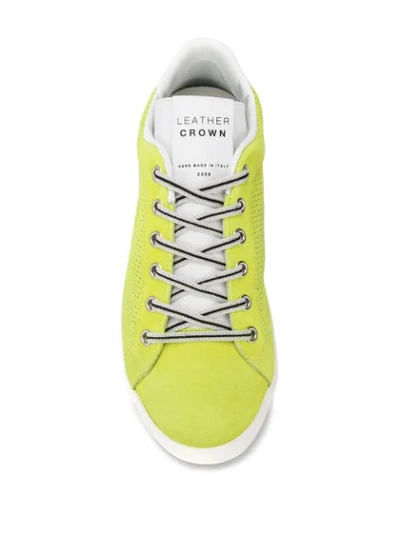 Shop Leather Crown Perforated Sneakers In Yellow