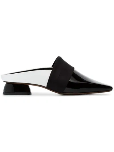 Shop Neous Black And White Zygo 15 Patent Leather Flat Loafers