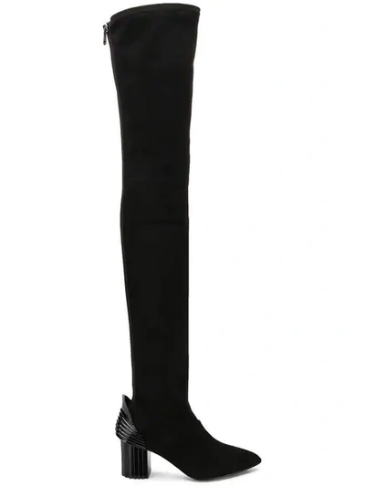 Shop Balmain Thigh High Boots In Black