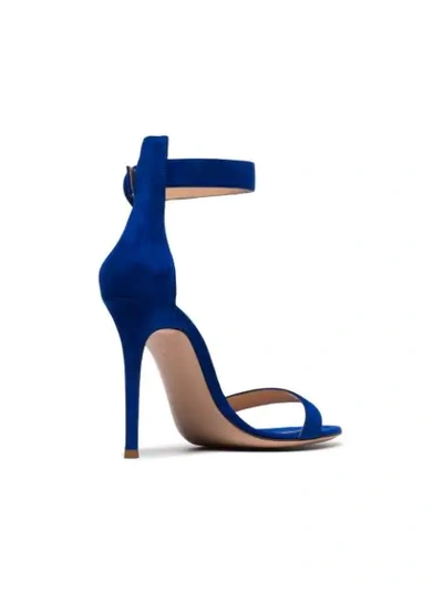Shop Gianvito Rossi Blue 105 Ankle Strap Suede Sandals In  Blue