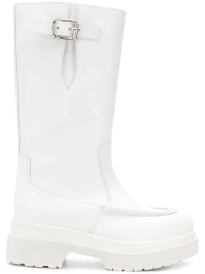 Shop Mm6 Maison Margiela Side Buckle Boots In White