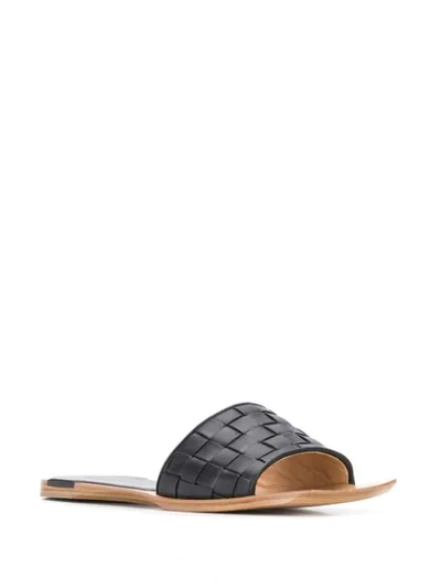 BOTTEGA VENETA SQUARED TOE STUOIA NAPPA SANDALS - 黑色