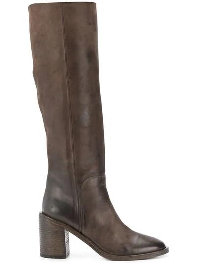 Shop Marsèll Knee Length Heeled Boots In Brown