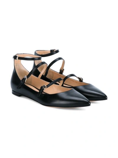Shop Gianvito Rossi Strap Detail Ballerina Shoes - Black