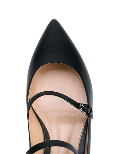 Shop Gianvito Rossi Strap Detail Ballerina Shoes - Black