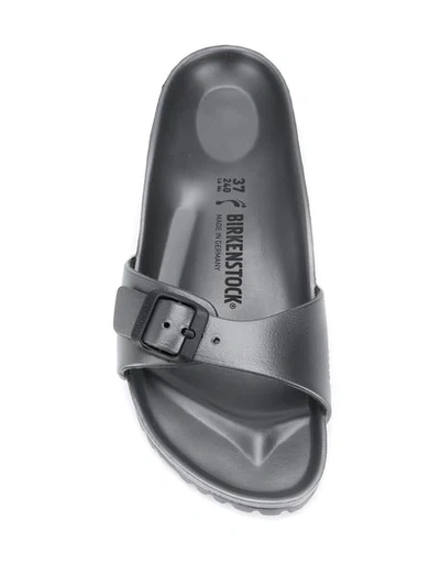 Shop Birkenstock Side Buckle Slides In Grey