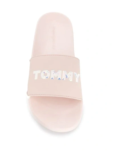 Shop Tommy Hilfiger Pantoletten Mit Logo - Rosa In Pink