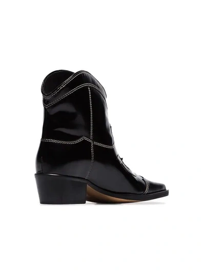 Shop Ganni Black Meg 50 Leather Ankle Boots