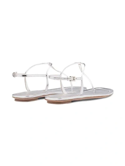 Shop Prada Thong Sandals In Metallic