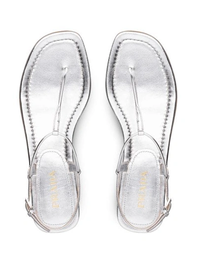 Shop Prada Thong Sandals In Metallic