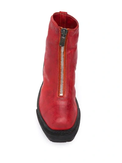 Shop Guidi Front Zip Boots In Red