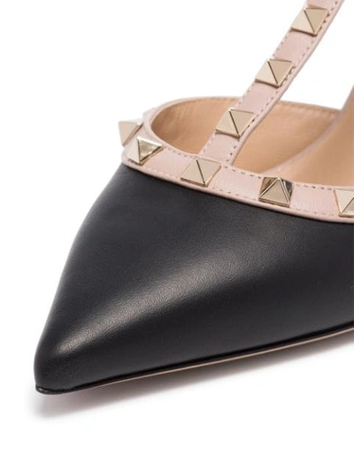 VALENTINO BLACK AND BEIGE ROCKSTUD 65 STRAPPY LEATHER PUMPS - 黑色