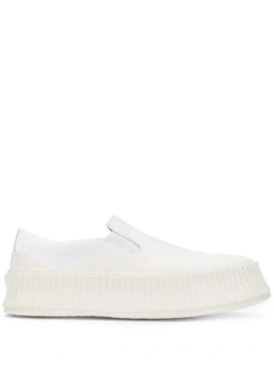 Shop Jil Sander Classic Slip-on Sneakers In White