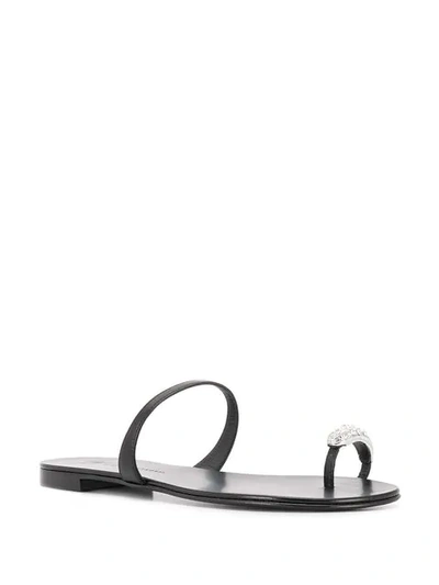 Shop Giuseppe Zanotti Ring Flat Sandals In Black