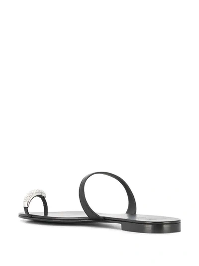 Shop Giuseppe Zanotti Ring Flat Sandals In Black
