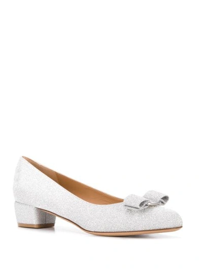 Shop Ferragamo 'vara' Pumps In Argento Silver