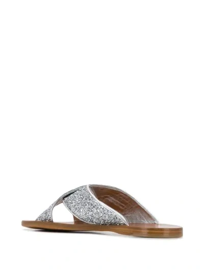 Shop Miu Miu Glitter Flat Sandals In F0118 Argento