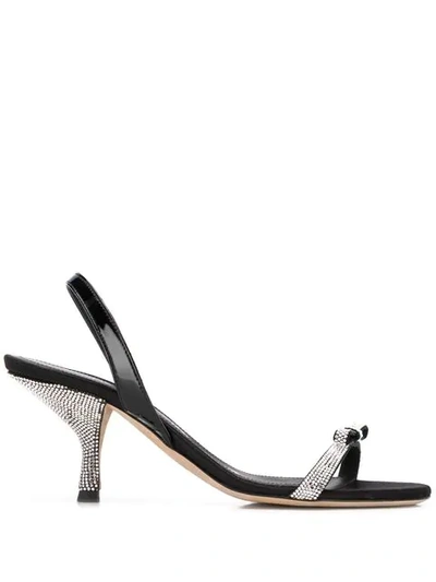 Shop Marco De Vincenzo Strass Crystal Bow 65 Sandals In Black
