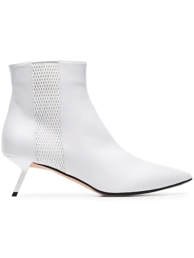 Shop Alchimia Di Ballin White Libra 55 Mesh Detail Leather Boots