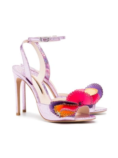 Shop Sophia Webster Pink Soleil 100 Glitter Ruffle Leather Sandals