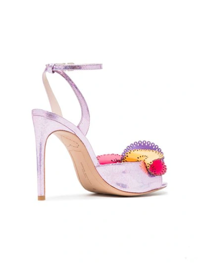 Shop Sophia Webster Pink Soleil 100 Glitter Ruffle Leather Sandals