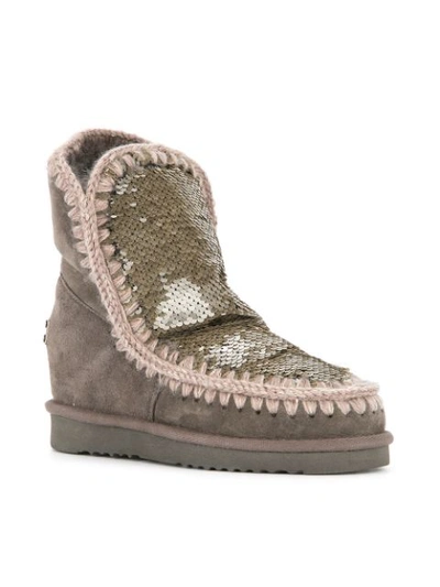 Shop Mou Sequinned Snow Boots In Brown