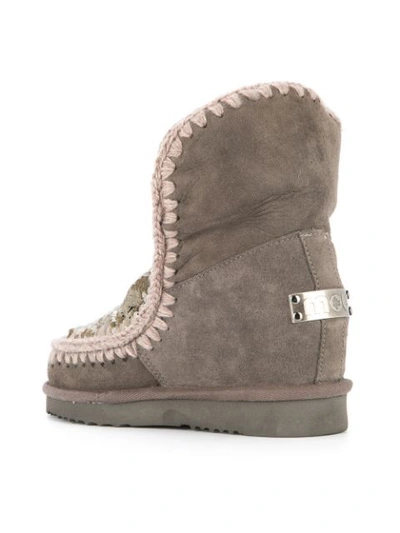 Shop Mou Sequinned Snow Boots In Brown