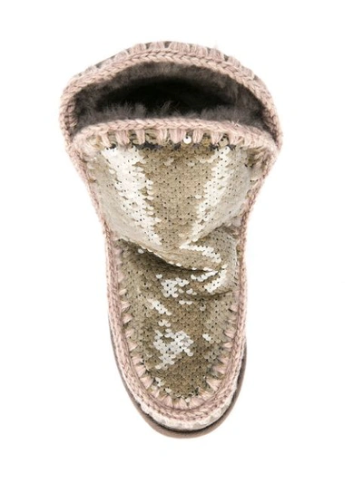 Shop Mou Sequinned Snow Boots In Brown