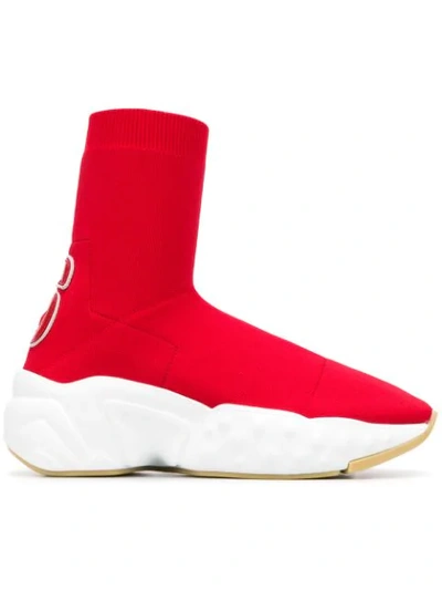 Shop Acne Studios Knitted Sock Sneakers In Red