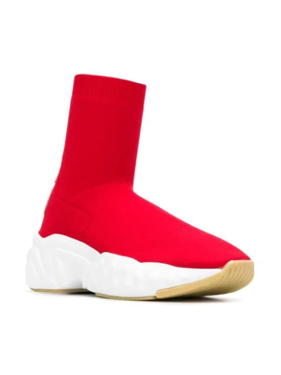 Shop Acne Studios Knitted Sock Sneakers In Red