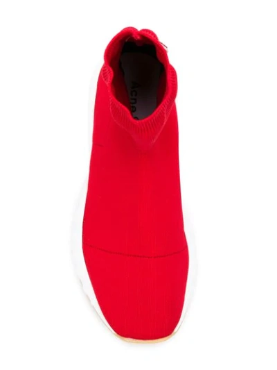 Shop Acne Studios Knitted Sock Sneakers In Red
