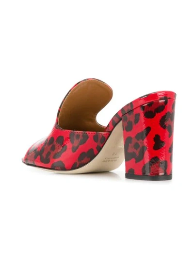 Shop Paris Texas Leopard Block Heel Mules In Red