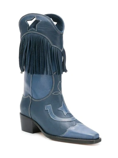 Shop Ganni Tove Western In Blue