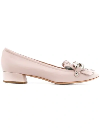 Shop Casadei Fringe Detailed Loafers In Pink