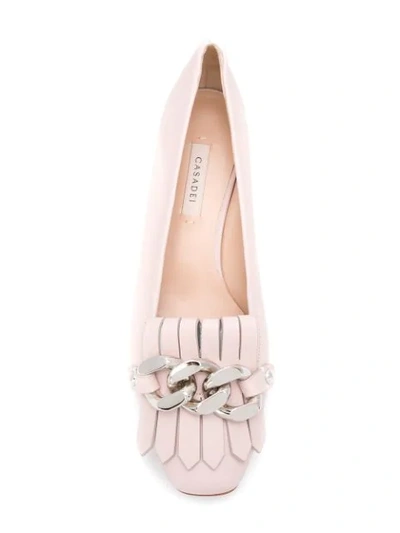 Shop Casadei Fringe Detailed Loafers In Pink