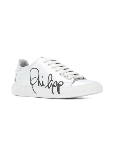 Shop Philipp Plein Logo Sneakers - Metallic