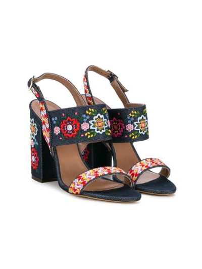 Shop Tabitha Simmons Senna Festival Embroidered Sandals In Blue