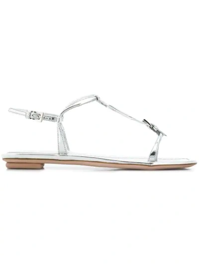 Shop Prada Buckled T-bar Sandals In Silver