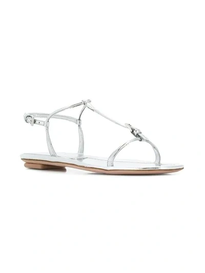 Shop Prada Buckled T-bar Sandals In Silver