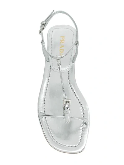 Shop Prada Buckled T-bar Sandals In Silver