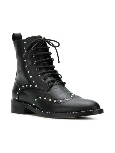 Shop Jimmy Choo Hanah Pearl Embellished Boots In Black