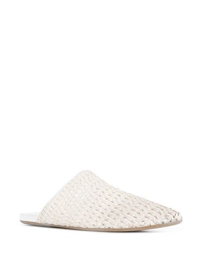 Shop Marsèll Woven Effect Mules In White