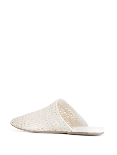 Shop Marsèll Woven Effect Mules In White