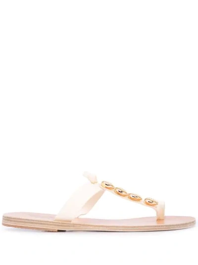Shop Ancient Greek Sandals Iris Gold Shell Sandals In White