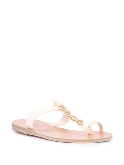 Shop Ancient Greek Sandals Iris Gold Shell Sandals In White